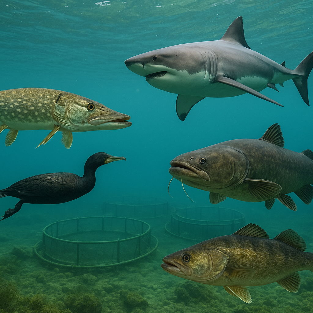 Jakie gatunki drapieżników mogą zagrażać hodowli ryb