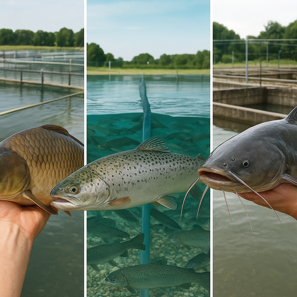 Jakie są różnice w hodowli karpia, pstrąga i suma
