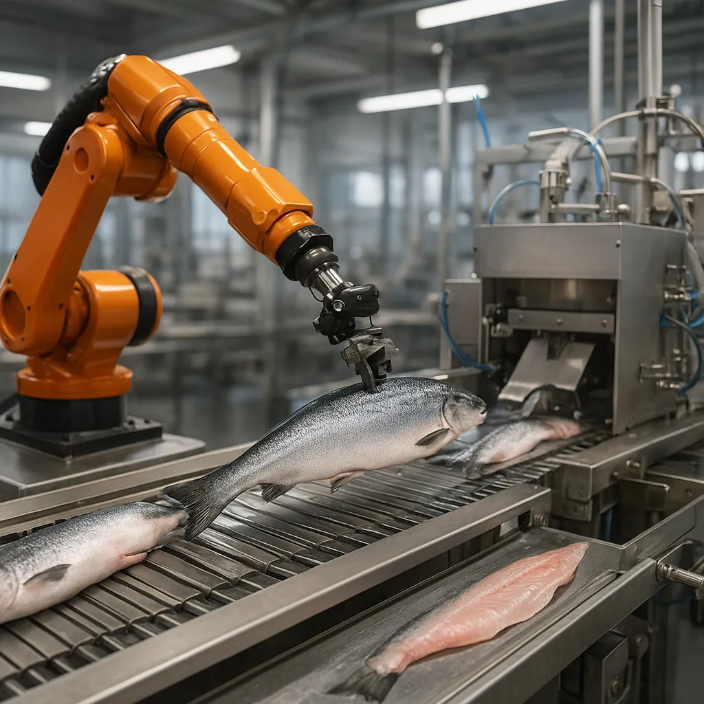 Integracja robotów przemysłowych z liniami filetującymi