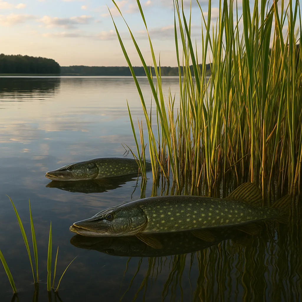 Jezioro Charzykowskie – szczupaki w trzcinach