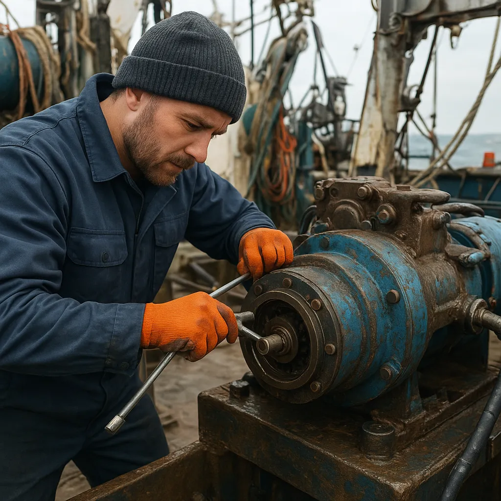 Konserwacja silników hydraulicznych na jednostce rybackiej
