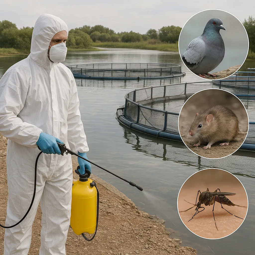 Kontrola wektorów chorób: ptaki, gryzonie i owady w gospodarstwie rybackim