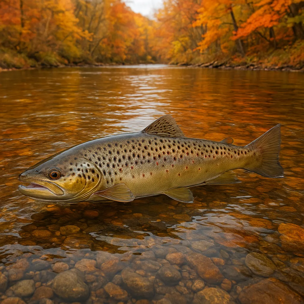 Rzeka Rega – troć w jesiennej wodzie