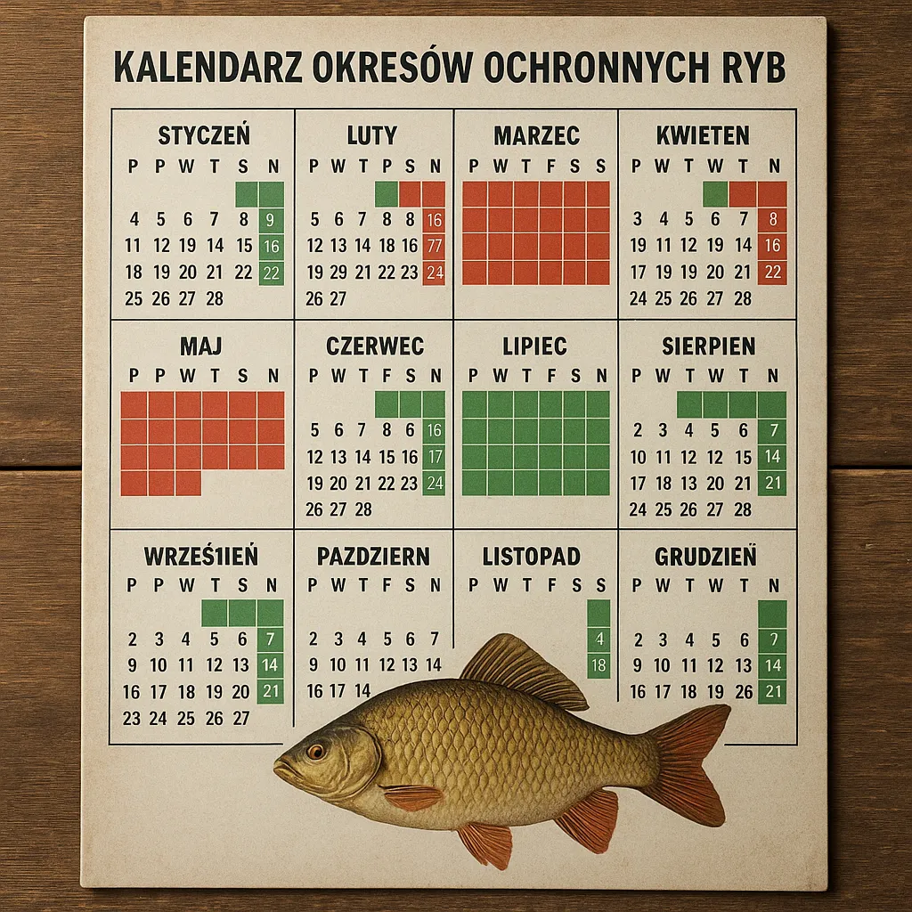Kompletny roczny kalendarz okresów ochronnych ryb w Polsce