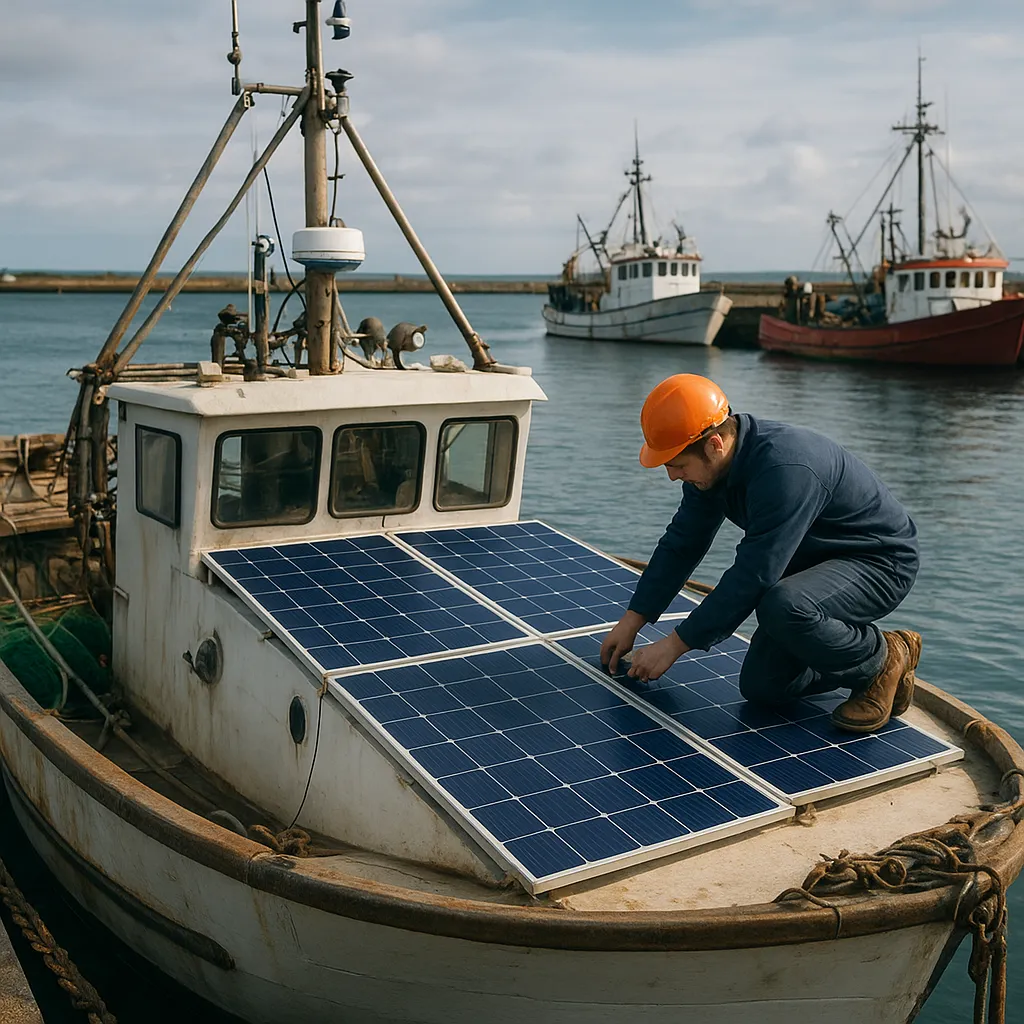 Instalacja paneli fotowoltaicznych na kutrze rybackim