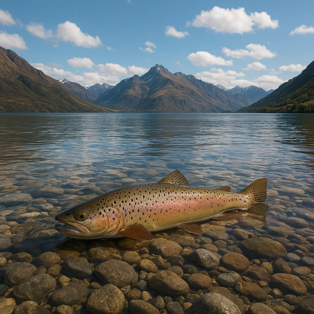 Lake Wakatipu – pstrąg w górskim krajobrazie