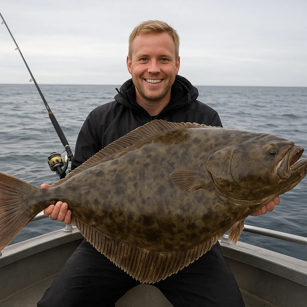 Rekordowy halibut złowiony na lekki zestaw