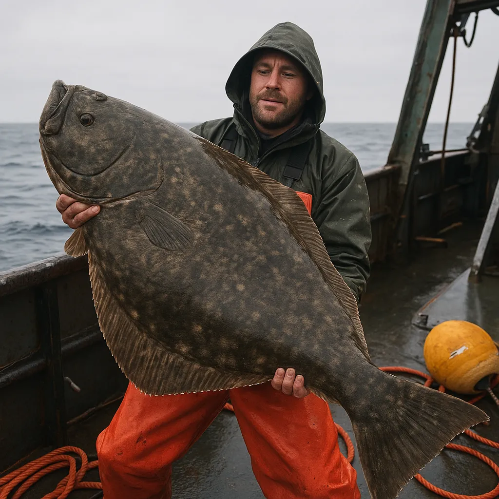 Rekordowy halibut z głębokości ponad 100 metrów